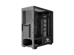 CASE GAMBYTE RAZOR SIN FUENTE, CON PANEL LATERAL DE VIDRIO TEMPLADO, 4 VENTILADORES LED ARGB, 4 PUERTOS USB, COLOR NEGRO