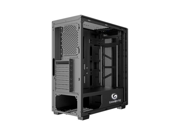 CASE GAMBYTE RAZOR SIN FUENTE, CON PANEL LATERAL DE VIDRIO TEMPLADO, 4 VENTILADORES LED ARGB, 4 PUERTOS USB, COLOR NEGRO - Imagen 3