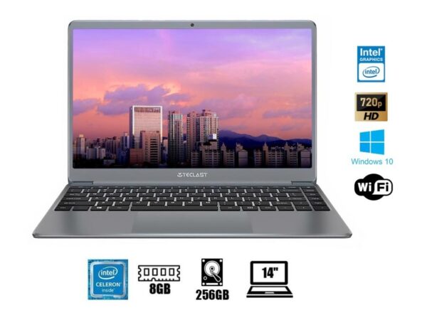 LAPTOP TECLAST CELERON N4120 F7 PLUS II, PANTALLA 14 PULGADAS HD, RAM 8GB, DISCO SOLIDO HDD 256GB, WINDOWS 10 HOME