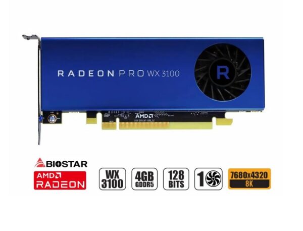 TARJETA DE VIDEO BIOSTAR RADEON PRO WX 3100 4GB GDDR5 128 BITS, 1 VENTILADOR