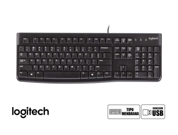 COMBO 2 EN UNO LOGITECH MK120, TECLADO RESISTENTE A SALPICADURAS DE AGUA, MOUSE 3 BOTONES SENSOR 1000 DPI., INTERFAZ USB