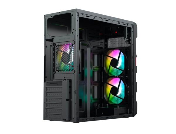 CASE GAMBYTE DARES FUENTE 600W, CON PANEL ACRILICO, 3 VENTILADORES LED RAINBOW, 3 PUERTOS USB, SALIDA DE AUDIO, COLOR NEGRO(GI-DARES) - Imagen 4