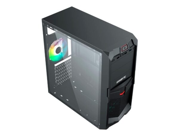 CASE GAMBYTE TRECIO FUENTE 600W, CON PANEL ACRILICO RAINBORW, 2 VENTILADORES LED RGB, 3 PUERTOS USB, SALIDA DE AUDIO, COLOR NEGRO (GI-TRECIO) - Imagen 3