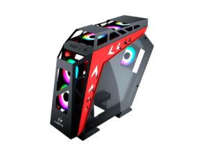 CASE GAMBYTE METAL WARRIOR RED SIN FUENTE, CON PANEL LATERAL DE VIDRIO TEMPLADO, 2 VENTILADORES LED ARGB, 3 PUERTOS USB (GI-MWARRIORRED-AC)