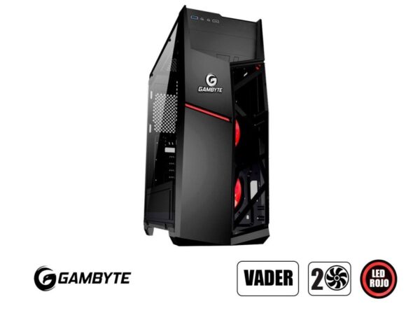 CASE GAMBYTE VADER, SIN FUENTE DE PODER COLOR NEGRO, 1 PANEL DE VIDRIO, LED COLOR ROJO (GTT1205A) - Imagen 2