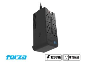 ESTABILIZADOR FORZA 1200VA 8 TOMAS Y 2 PUERTO USB, CAPACIDAD 1200VA / 600W, ENTRADA NEMA 5 -15P, INDICADOR DE LUZ LED, COLOR NEGRO