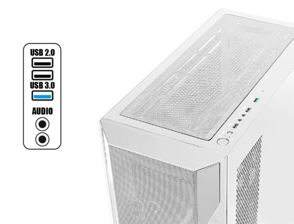 CASE ANTRYX FX 710 WHITE GAMING SIN FUENTE, 2 VIDRIO TEMPLADO, 4 VENTILADORES ARGB, USB TIPO-C (AC-FX710W) - Imagen 3