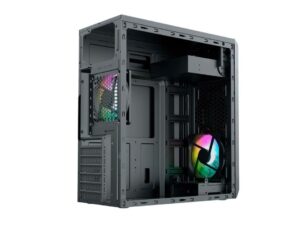 CASE GAMBYTE GLAUCO FUENTE 600W, CON PANEL ACRILICO RAINBOW, 2 VENTILADORES, LED RGB, 4 PUERTOS USB, SALIDA DE AUDIO, COLOR NEGRO (GI-GLAUCO)