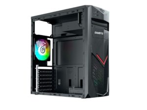 CASE GAMBYTE GLAUCO FUENTE 600W, CON PANEL ACRILICO RAINBOW, 2 VENTILADORES, LED RGB, 4 PUERTOS USB, SALIDA DE AUDIO, COLOR NEGRO (GI-GLAUCO)