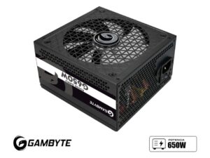 FUENTE DE PODER GAMBYTE G650W BAG ATX, 80 PLUS, WHITE, NO MODULAR, COLOR NEGRO (PS-G650-FT)