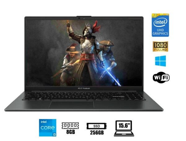 LAPTOP ASUS CORE I3-N305,VIVOBOOK GO 15 E1504GA-NJ191, 15.6 PULGADAS, RAM 8GB DDR4, SSD 256GB WINDOWS FREE 12GEN.