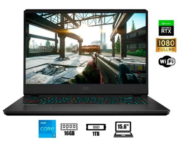 LAPTOP MSI VECTOR GP66 12UHSO-654 GAMING CORE I7-12650H, 15.6" FHD, SSD 1TB, RAM 16GB, RTX 3080TI 16GB, 360HZ, IPS, WIN11, 12GEN.