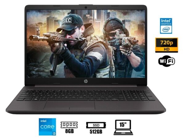 LAPTOP HP CORE I3 1115G4 250 G8, PANTALLA 15 PULGADAS HD, RAM 8GB, SSD 512GB, W FREE, 11GEN.