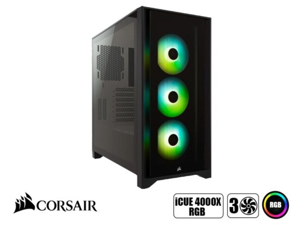 CASE CORSAIR ICUE 4000X RGB S/ FUENTE NEGRO 2 PANEL VIDRIO (CC-9011204-WW)