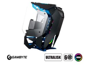 CASE GAMBYTE ULTRALISK S/FUENTE, CELESTE CON 1 PANEL LATERAL DE VIDRIO TEMPLADO 1 PANEL POLARIZADO, 6 VENTILADORES LED ARGB (GI-ULTRALISKBLUE-AC)