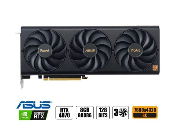 TARJETA DE VIDEO ASUS RTX 4060 8GB PRO ART GDDR6 GEFORCE NVIDIA 128 BITS, GRAFICO PARA VIDEOJUEGOS, 3 VENTILADORES