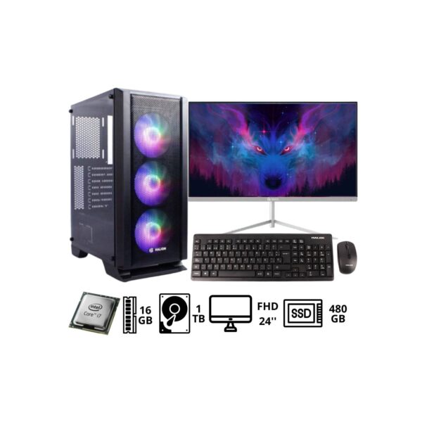 Computadora Pc Intel Core i7 3.40 GHZ 16GB HDD 1TB SSD 480GB MONITOR DE 24 FHD