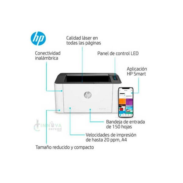 Impresora Hp Laser 107w Monocromática -Wifi - Imagen 2