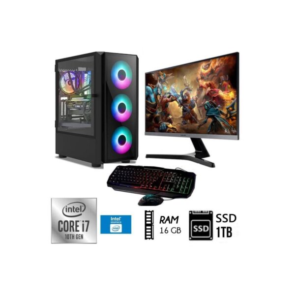 Computadora PC Intel Core i7-10TH RAM 16GB SSD 1TB MONITOR 24 FHD CASE GAMER