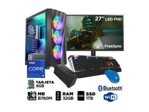 Computadora Pc Gamer Intel Core i9 32GB 1TB TARJETA DE VIDEO 8GB DDR6 HDMI/DP 192BITS PANTALLA 27 Full Hd