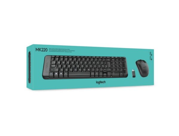 COMBO 2 EN UNO LOGITECH INALAMBRICO MK220, TECLADO CONCAVAS, RESISTENTE, MOUSE 3 BOTONES SENSOR HASTA1000 DPI - Imagen 2