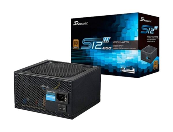 FUENTE DE PODER SEASONIC 650W ATX, BRONZE 80 PLUS, S12III NO MODULAR, COLOR NEGRO (SSR-650GB3)