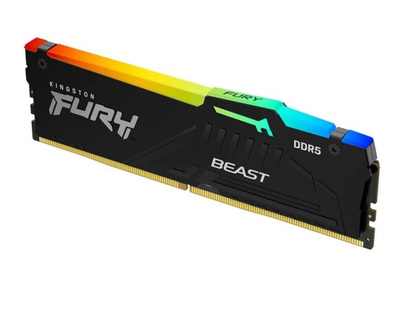 MEMORIA RAM KINGSTON DDR5 16GB, FRECUENCIA 5200 MHZ, FURY BEAST NEGRO CON ILUMINACION LED RGB, PARA PC DE ESCRITORIO - Imagen 4