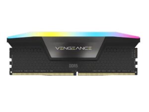 MEMORIA RAM CORSAIR DDR5 32GB (16GBX2), FRECUENCIA 5200 MHZ, VENGEANCE C40 BLACK CON ILUMINACION LED RGB, PARA PC DE ESCRITORIO