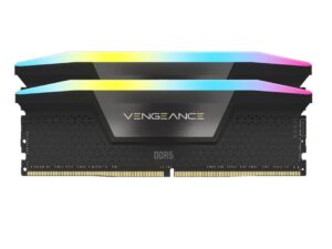 MEMORIA RAM CORSAIR DDR5 32GB (16GBX2), FRECUENCIA 5200 MHZ, VENGEANCE C40 BLACK CON ILUMINACION LED RGB, PARA PC DE ESCRITORIO