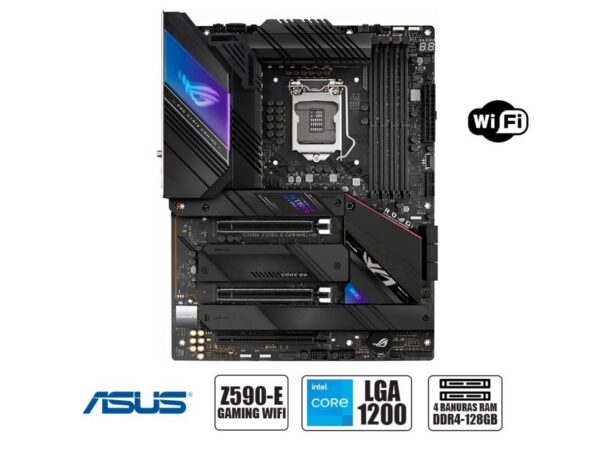 PLACA MADRE ASUS ROG STRIX Z590-E GAMING WIFI, PARA PROCESADORES INTEL LGA 1200, 4 RANURAS DE MEMORIA DDR4