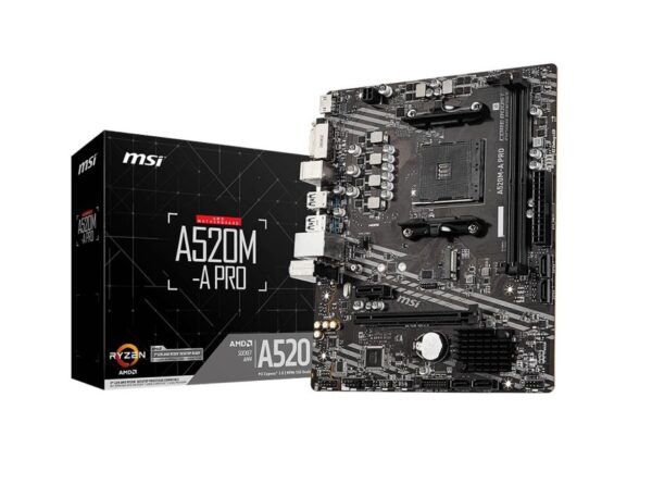 PLACA MADRE MSI A520M-A PRO, PARA PROCESADORES AMD RYZEN AM4, 2 RANURAS DE MEMORIA DDR4 HASTA 64GB BUSS 4600 MHZ, G4000 5000 (911-7C96-031) - Imagen 2