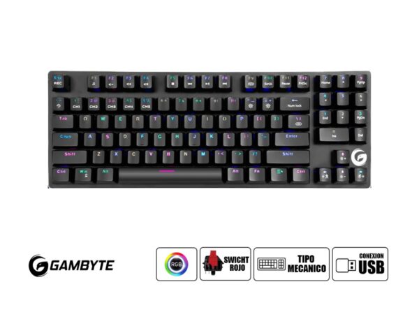 COMBO 2 EN UNO GAMBYTE DESTROYER, TECLADO MECANICO GAMING SWITCH RED CON RETROILUMINACION RGB, MOUSE 9 BOTONES SENSOR HASTA 6200 DPI - Imagen 2