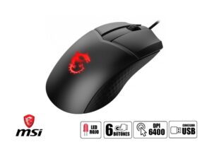 MOUSE MSI CLUTCH GM41 GAMING LIGHTWEIGHT, SENSOR HASTA 6400 DPI , ILUMINACION RGB, CON 6 BOTONES, CONEXION USB, COLOR NEGRO