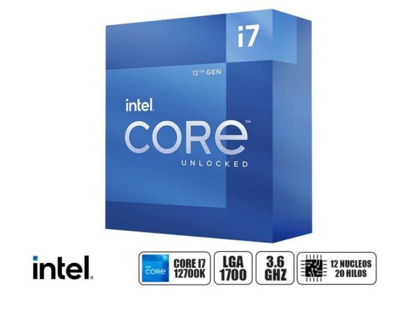 PROCESADOR INTEL CORE I7 12700K 3.6GHZ HASTA 4.9GHZ, 25MB, 12 NUCLEOS, GRAFICO INTEGRADO UHD 770, LGA 1700, S/COOLER