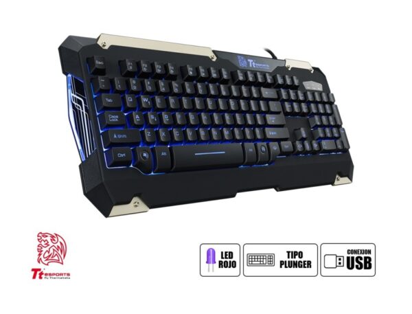 COMBO 2 EN UNO THERMALTAKE COMANDER, TECLADO ILUMINACION ROJO, AZUL, MORADO, MOUSE 6 2500 DPI, INTERFAZ USB