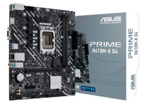 PLACA MADRE ASUS PRIME H610M-K D4, PARA PROCESADORES INTEL, 2 RANURAS DE MEMORIA DDR4 HASTA 64GB BUSS 3200 MHZ, 12VA Y 13VA GEN. (90MB1A10-M0EAY0)