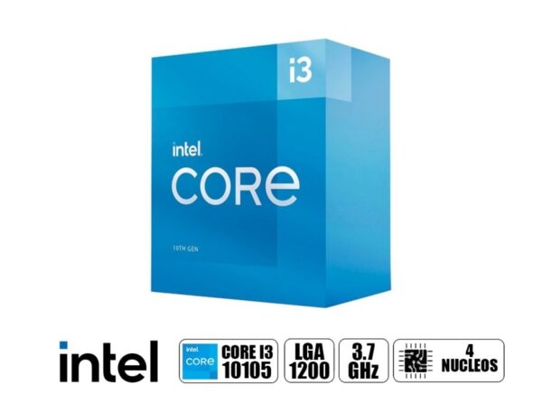 PROCESADOR INTEL CORE I3 10105 3.7 GHZ HASTA 4.4 GHZ, 6MB, 4 NUCLEOS, GRÁFICOS INTEL UHD 630, LGA 1200