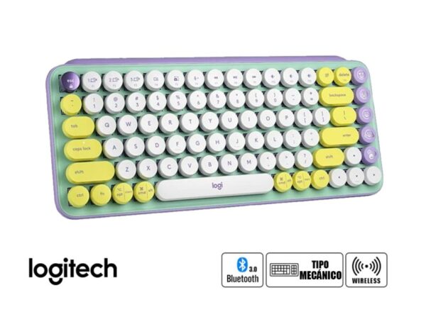 TECLADO LOGITECH INALAMBRICO MECANICO POP KEYS | MULTI DIVICE | FRESH VIVES - LILA