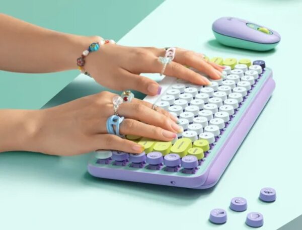 TECLADO LOGITECH INALAMBRICO MECANICO POP KEYS | MULTI DIVICE | FRESH VIVES - LILA - Imagen 2