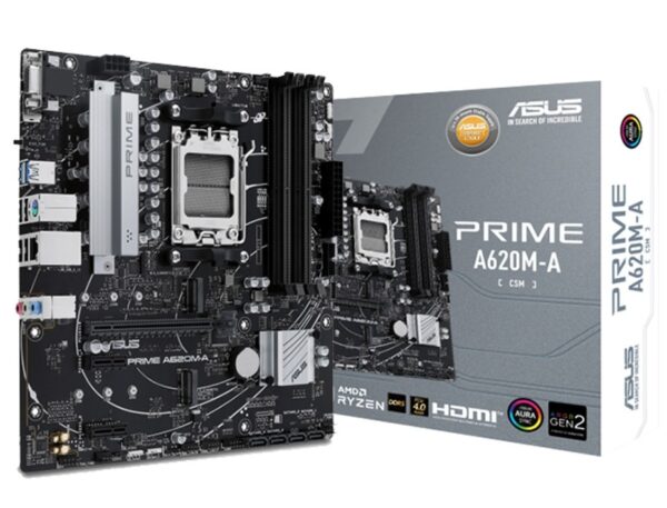 PLACA MADRE ASUS A620M-A PRIME, PARA PROCESADORES AMD RYZEN AM5, 4 RANURAS DE MEMORIA DDR5 HASTA 192GB BUSS 6400 ECC, G-700 (90MB1F10-M0AAYC) - Imagen 4