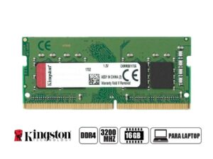 MEMORIA PARA LAPTOP SODIMM KINGSTON DDR4 16GB, FRECUENCIA 3200 MHZ