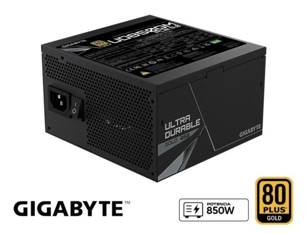 FUENTE DE PODER GIGABYTE 850W ATX, GOLD 80 PLUS, MODULAR, COLOR NEGRO (GP-UD850GM PG5)