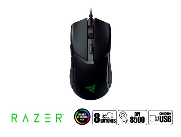 MOUSE RAZER COBRA GAMING, COBRA CHROMA RGB LIGHTWEIGHT, HASTA 8500 DPI, CON RECEPTOR USB, DISEÑO ERGONOMICO, 8 BOTONES, NEGRO