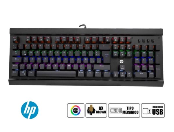 TECLADO HP GAMING MECANICO GK500 CON SWITCH BROWN ILUMINACION RGB - Imagen 3