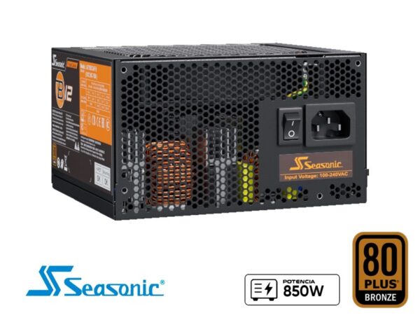 FUENTE DE PODER SEASONIC 850W ATX, BRONZE 80 PLUS B12, NO MODULAR, COLOR NEGRO (A851BCAFH)