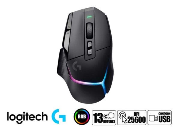 MOUSE LOGITECH G502 X PLUS GAMING, SENSOR HASTA 25.600 DPI, ILUMINACION RGB, CON 13 BOTONES PROGRAMABLES, COLOR BLACK