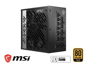 FUENTE DE PODER MSI 750W ATX, GOLD 80 PLUS, MPG A750G PCIE5, MODULAR, COLOR NEGRO (MPG A750G PCIE5)