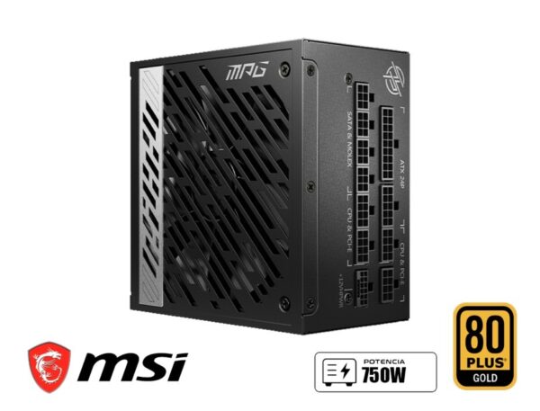 FUENTE DE PODER MSI 750W ATX, GOLD 80 PLUS, MPG A750G PCIE5, MODULAR, COLOR NEGRO (MPG A750G PCIE5) - Imagen 3