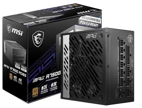 FUENTE DE PODER MSI 750W ATX, GOLD 80 PLUS, MPG A750G PCIE5, MODULAR, COLOR NEGRO (MPG A750G PCIE5) - Imagen 4