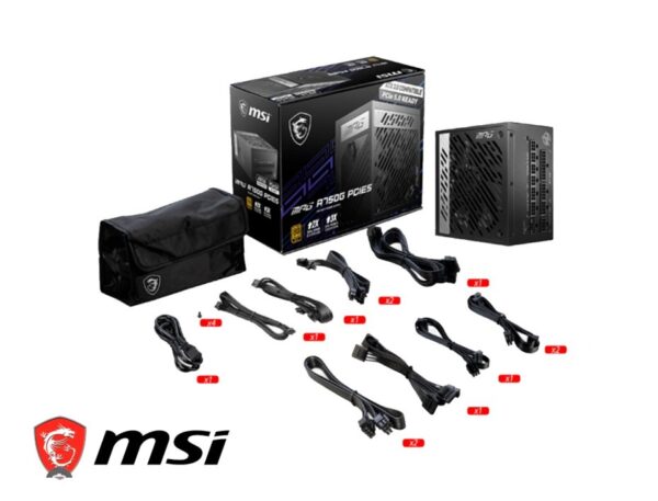 FUENTE DE PODER MSI 750W ATX, GOLD 80 PLUS, MPG A750G PCIE5, MODULAR, COLOR NEGRO (MPG A750G PCIE5)